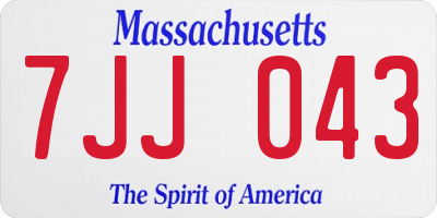 MA license plate 7JJ043