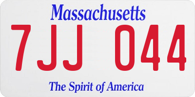 MA license plate 7JJ044
