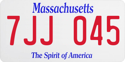 MA license plate 7JJ045