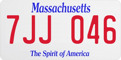 MA license plate 7JJ046
