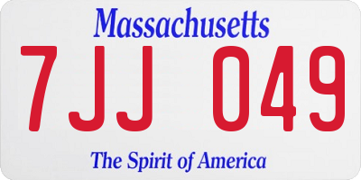 MA license plate 7JJ049