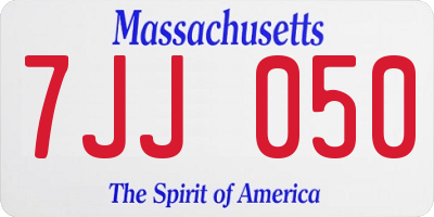 MA license plate 7JJ050