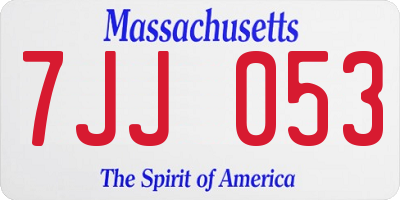 MA license plate 7JJ053