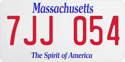 MA license plate 7JJ054