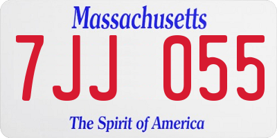 MA license plate 7JJ055