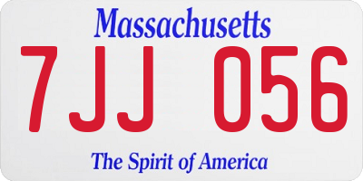 MA license plate 7JJ056