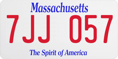 MA license plate 7JJ057