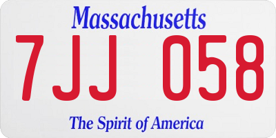 MA license plate 7JJ058