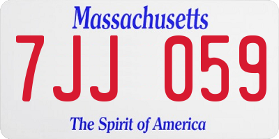 MA license plate 7JJ059