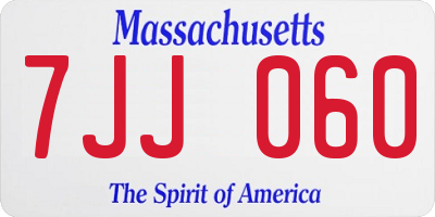 MA license plate 7JJ060