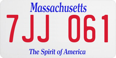 MA license plate 7JJ061