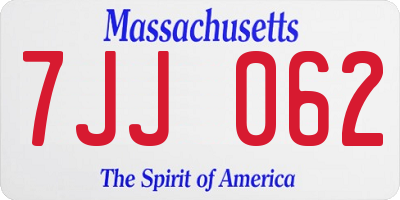 MA license plate 7JJ062