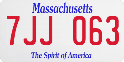 MA license plate 7JJ063