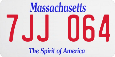 MA license plate 7JJ064