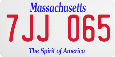 MA license plate 7JJ065