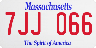 MA license plate 7JJ066