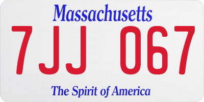 MA license plate 7JJ067
