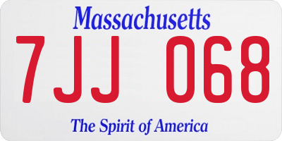 MA license plate 7JJ068