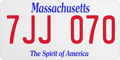 MA license plate 7JJ070