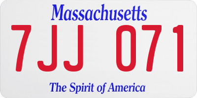 MA license plate 7JJ071
