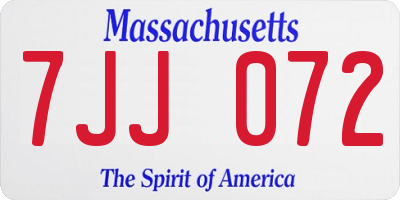 MA license plate 7JJ072