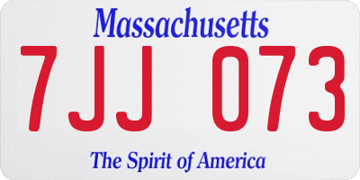 MA license plate 7JJ073