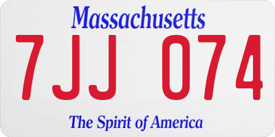MA license plate 7JJ074