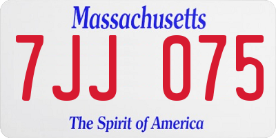 MA license plate 7JJ075