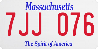 MA license plate 7JJ076
