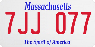 MA license plate 7JJ077