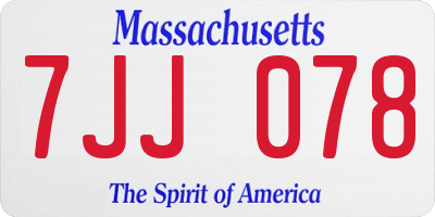 MA license plate 7JJ078