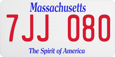 MA license plate 7JJ080