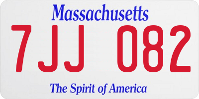 MA license plate 7JJ082