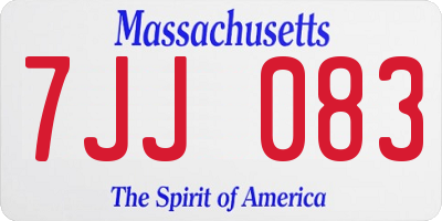 MA license plate 7JJ083