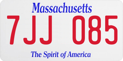 MA license plate 7JJ085
