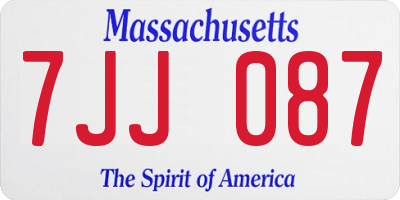 MA license plate 7JJ087