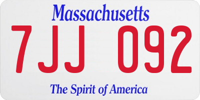 MA license plate 7JJ092