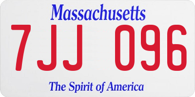MA license plate 7JJ096