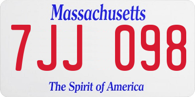 MA license plate 7JJ098