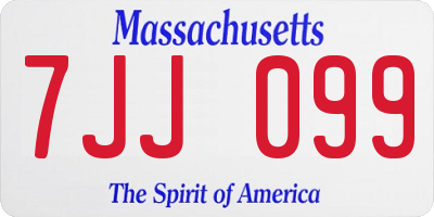 MA license plate 7JJ099