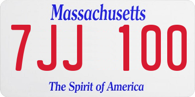 MA license plate 7JJ100