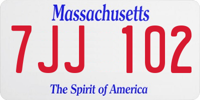 MA license plate 7JJ102