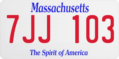 MA license plate 7JJ103