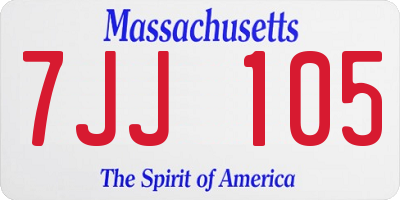 MA license plate 7JJ105
