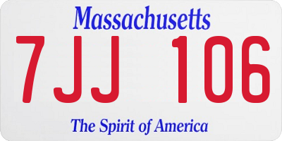 MA license plate 7JJ106