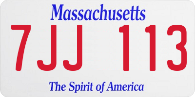 MA license plate 7JJ113