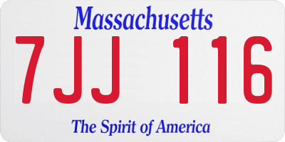 MA license plate 7JJ116