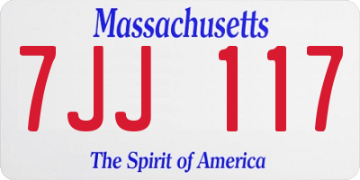 MA license plate 7JJ117