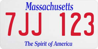 MA license plate 7JJ123