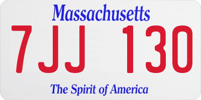 MA license plate 7JJ130